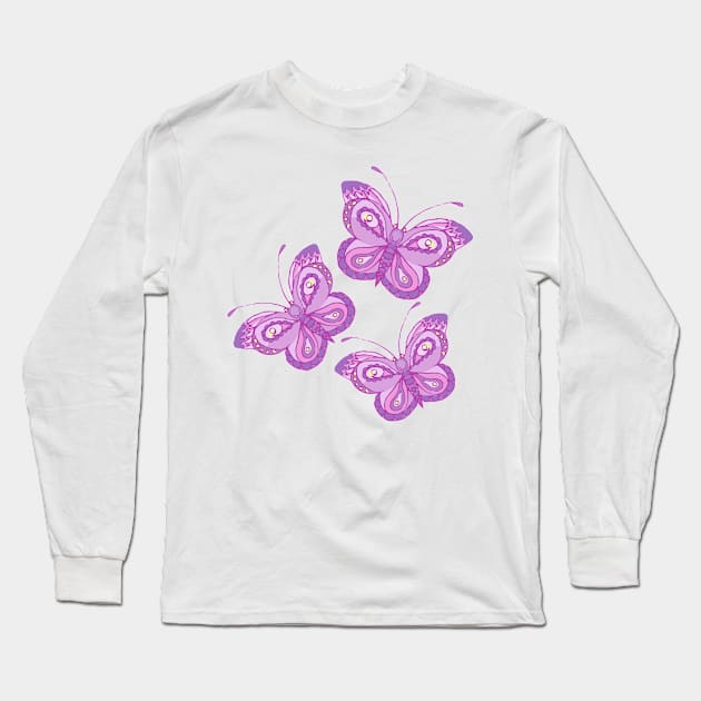 Butterflies pattern Long Sleeve T-Shirt by olgart